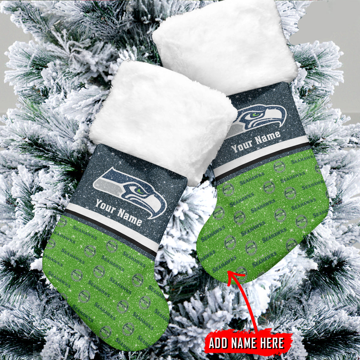Seattle Seahawks Personalized Christmas Socks AZCCRMS066