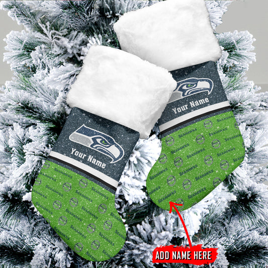 Seattle Seahawks Personalized Christmas Socks AZCCRMS066