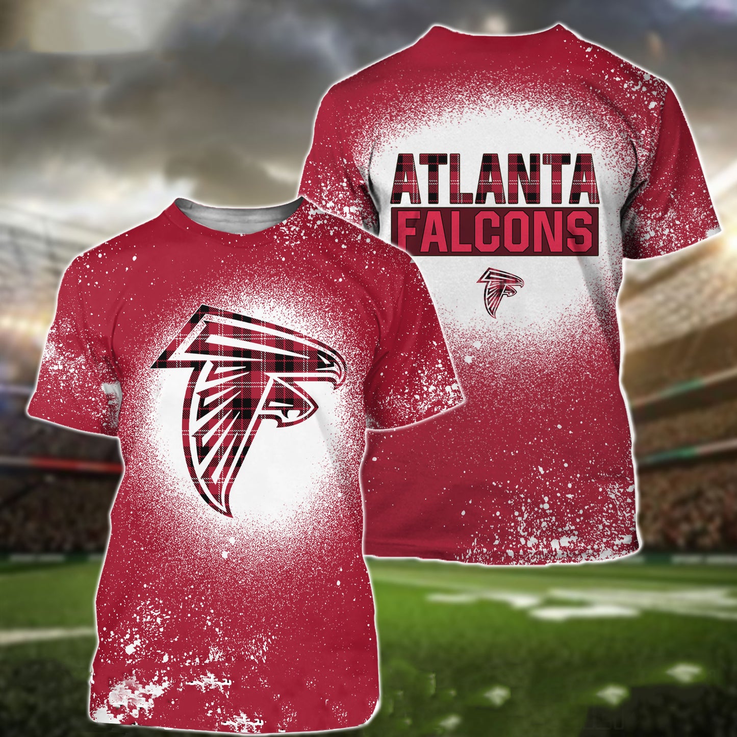 Atlanta Falcons Plaid Bleached All Over Printed T-shirt Sweatshirt Hoodie AZCHD109