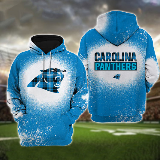 Carolina Panthers Plaid Bleached All Over Printed T-shirt Sweatshirt Hoodie AZCHD112