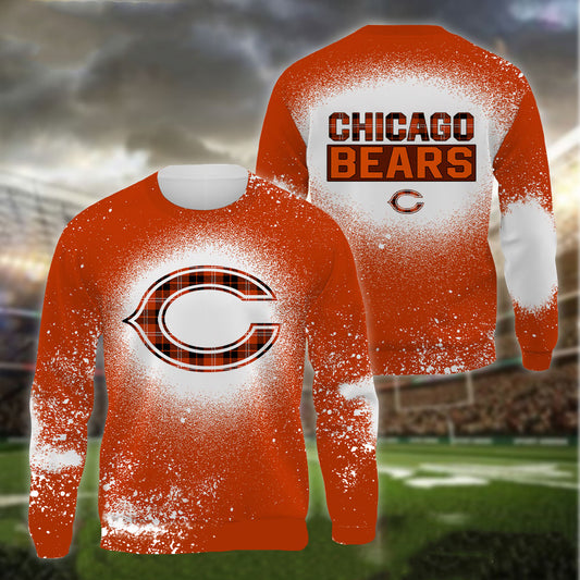 Chicago Bears Plaid Bleached All Over Printed T-shirt Sweatshirt Hoodie AZCHD113