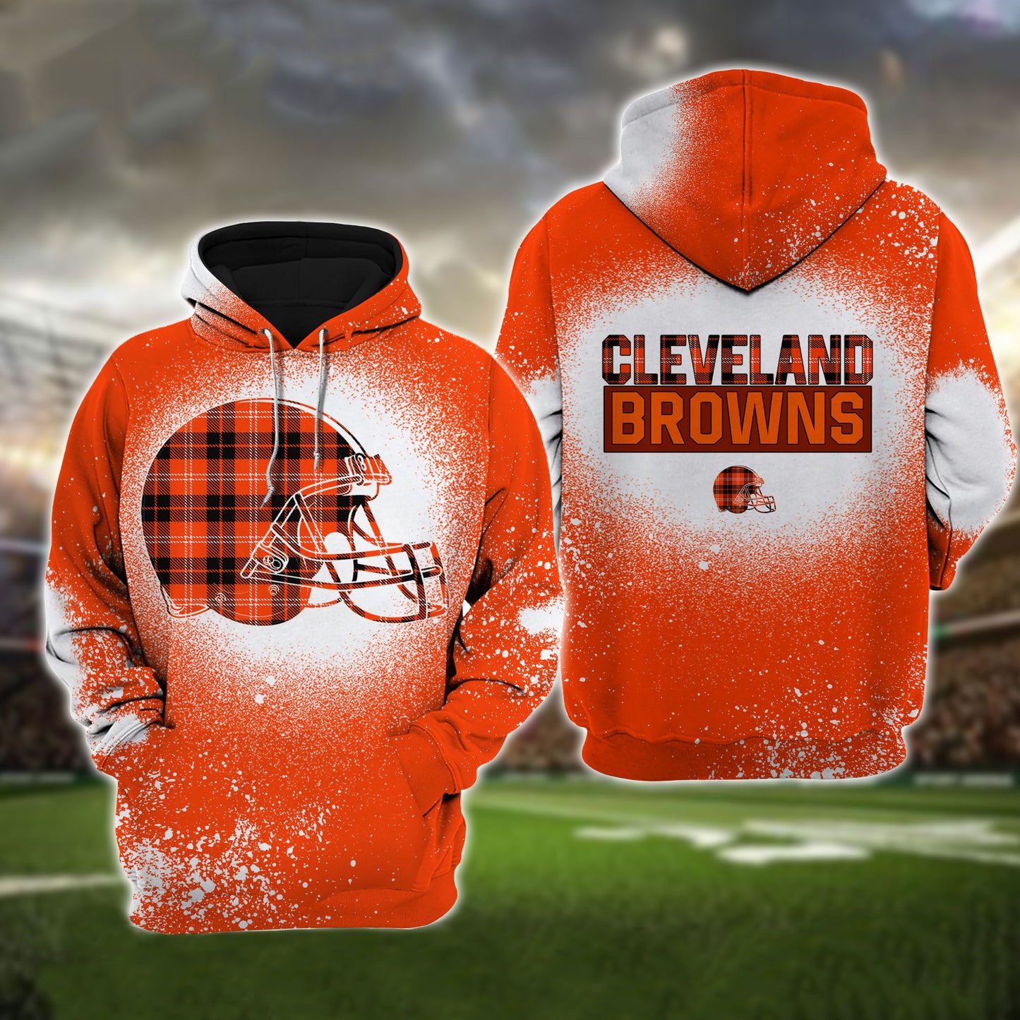 Cleveland Browns Plaid Bleached All Over Printed T-shirt Sweatshirt Hoodie AZCHD115