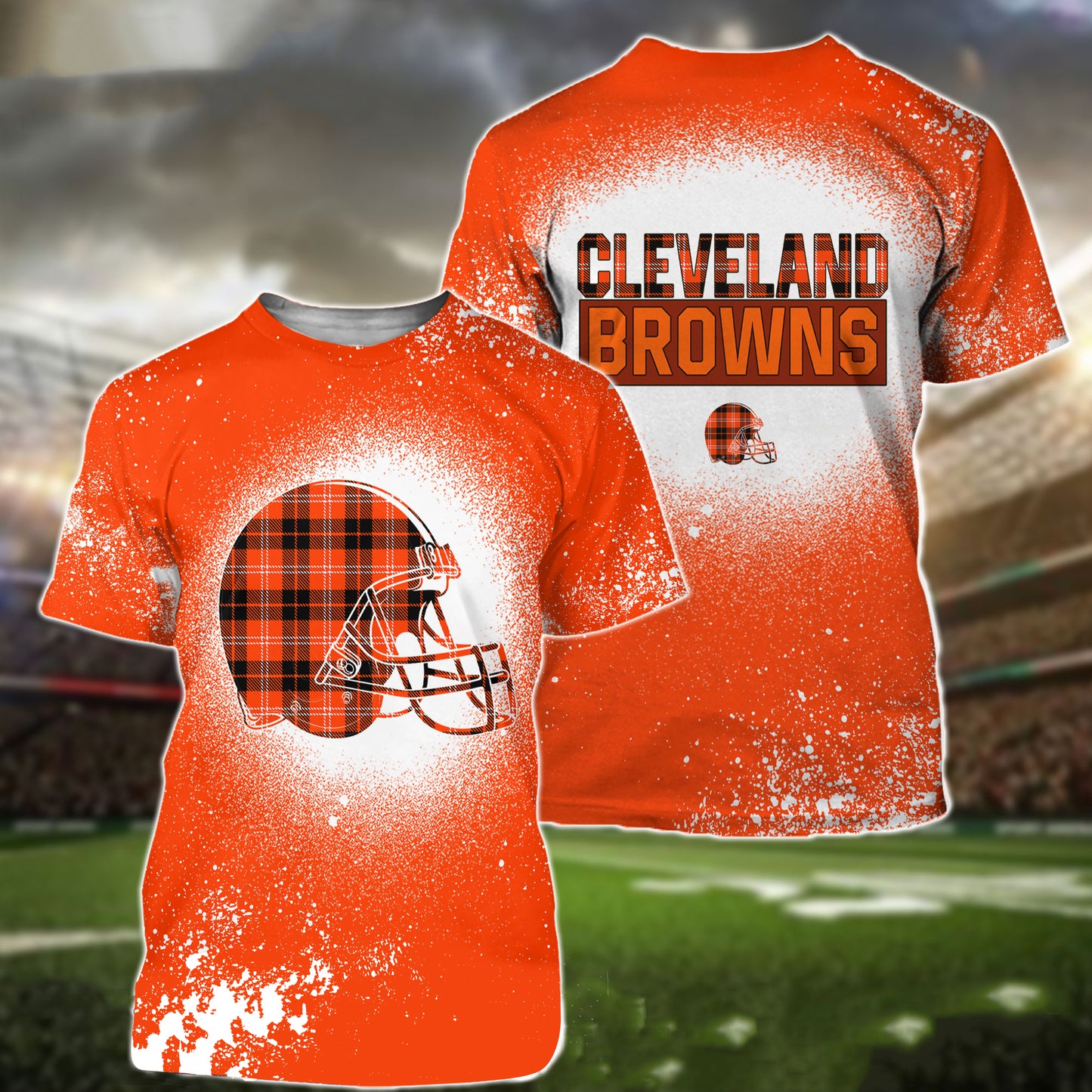 Cleveland Browns Plaid Bleached All Over Printed T-shirt Sweatshirt Hoodie AZCHD115