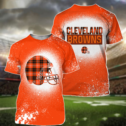 Cleveland Browns Plaid Bleached All Over Printed T-shirt Sweatshirt Hoodie AZCHD115