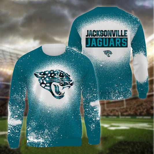 Jacksonville Jaguars Plaid Bleached All Over Printed T-shirt Sweatshirt Hoodie AZCHD122