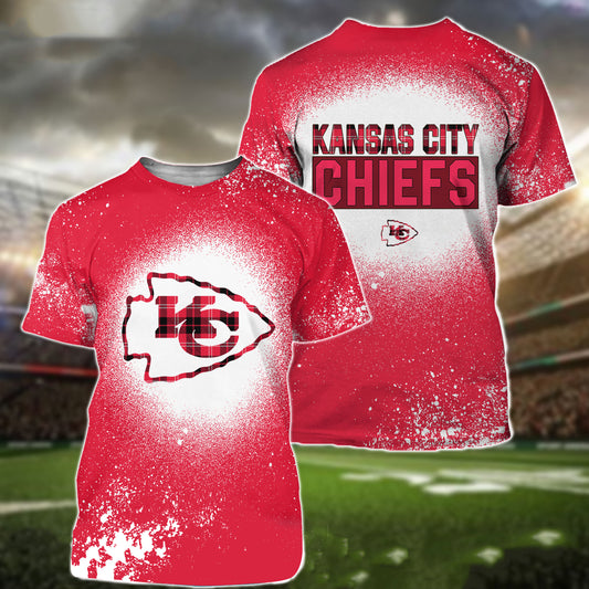 Kansas City Chiefs Plaid Bleached All Over Printed T-shirt Sweatshirt Hoodie AZCHD123