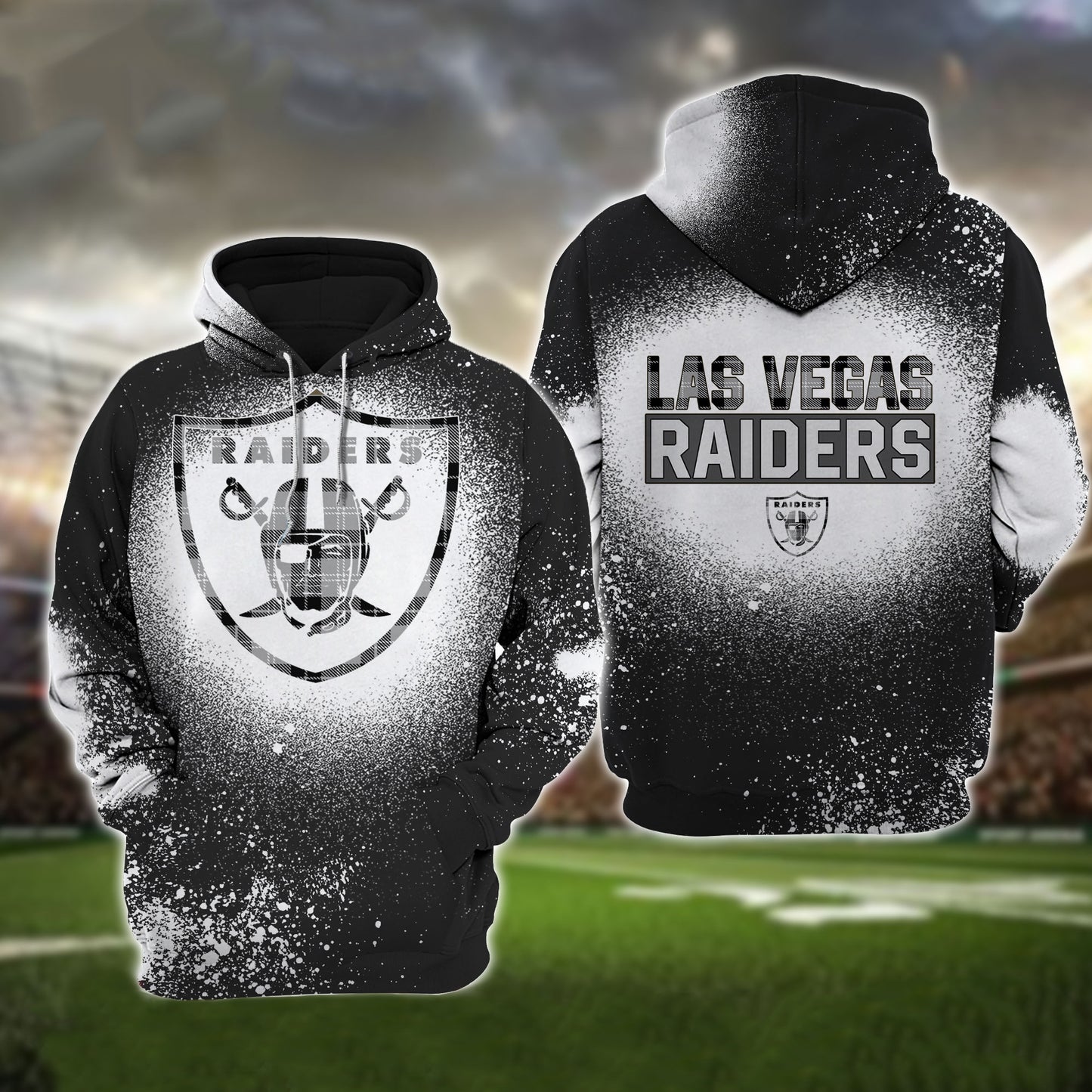 Las Vegas Raiders Plaid Bleached All Over Printed T-shirt Sweatshirt Hoodie AZCHD124
