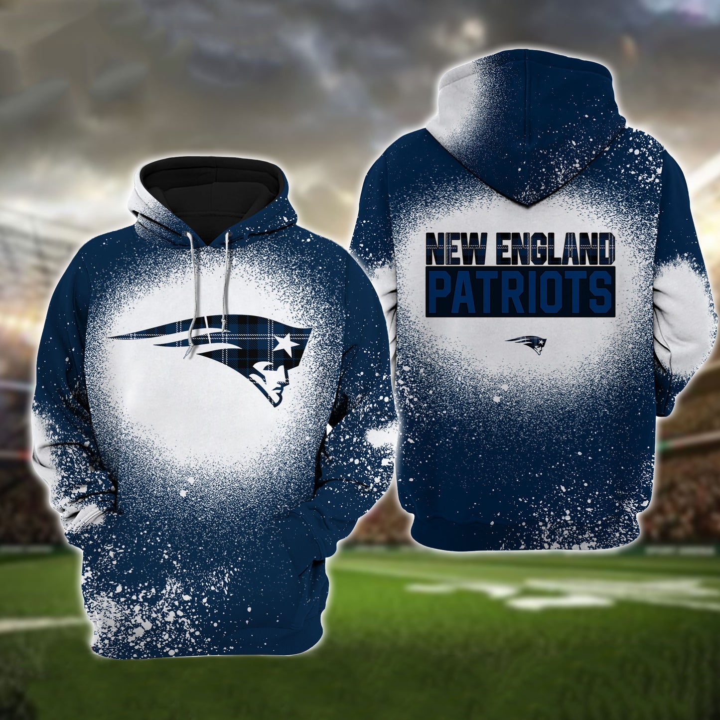 New England Patriots Plaid Bleached All Over Printed T-shirt Sweatshirt Hoodie AZCHD129