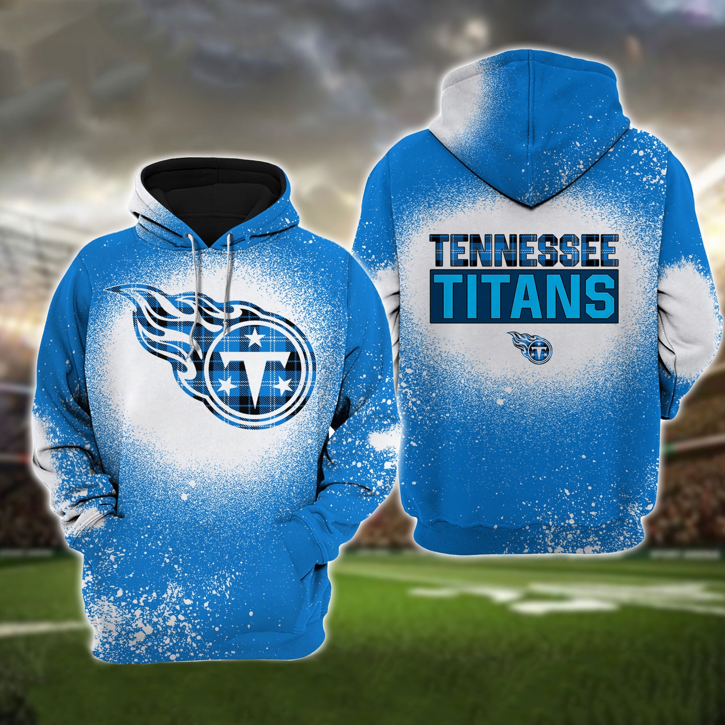 Tennessee Titans Plaid Bleached All Over Printed T-shirt Sweatshirt Hoodie AZCHD138