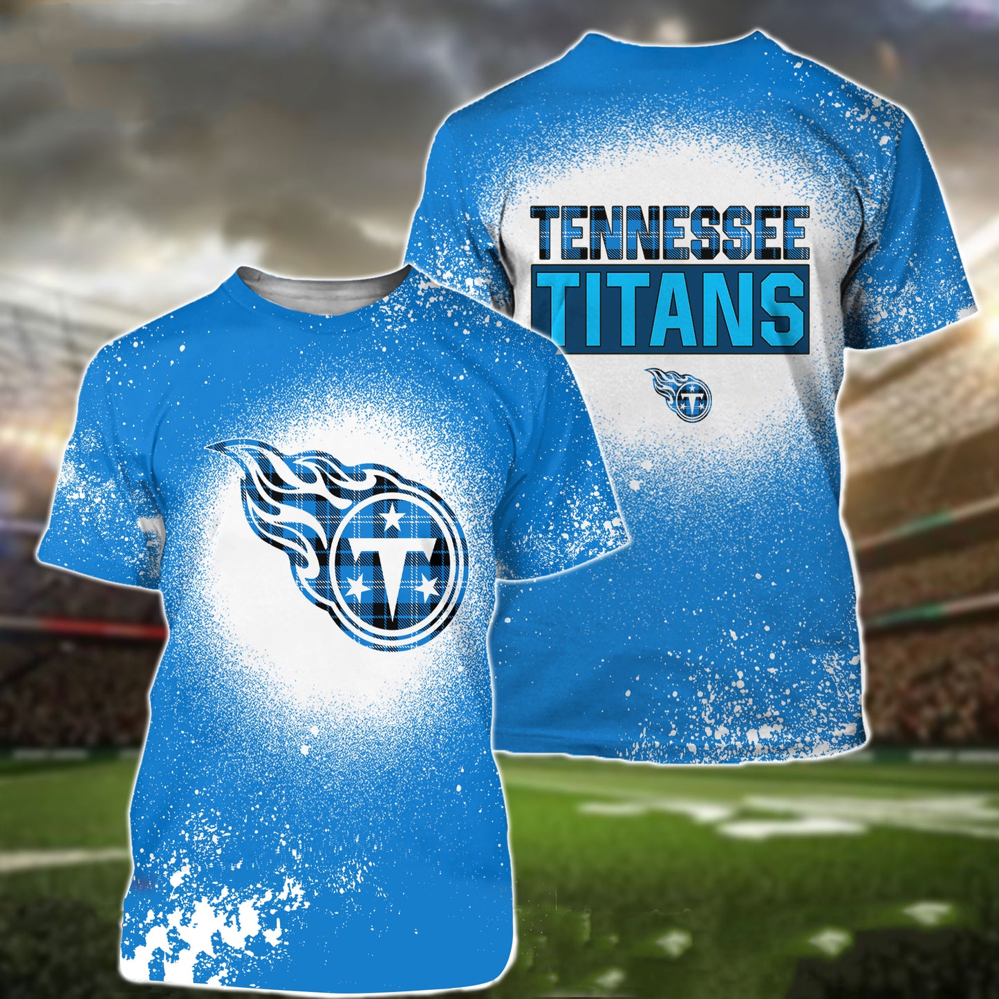 Tennessee Titans Plaid Bleached All Over Printed T-shirt Sweatshirt Hoodie AZCHD138