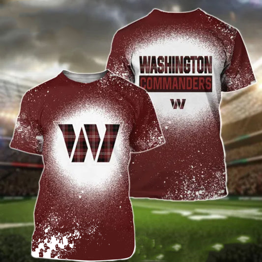 Washington Commanders Plaid Bleached All Over Printed T-shirt Sweatshirt Hoodie AZCHD139
