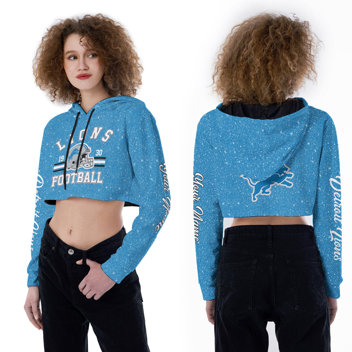 Detroit Lions Personalized Combo Croptop Hoodie And Leggings AZCLG042+AZC2CHD042