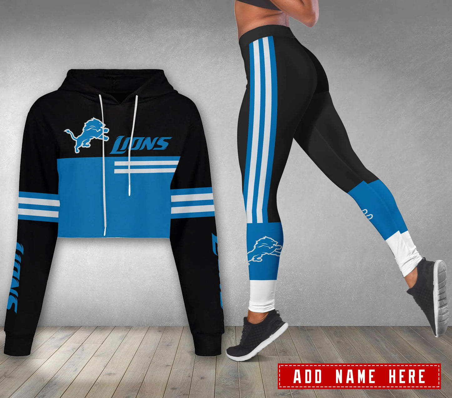 Detroit Lions Personalized Combo Croptop Hoodie And Leggings AZCLG067+AZC2CHD067