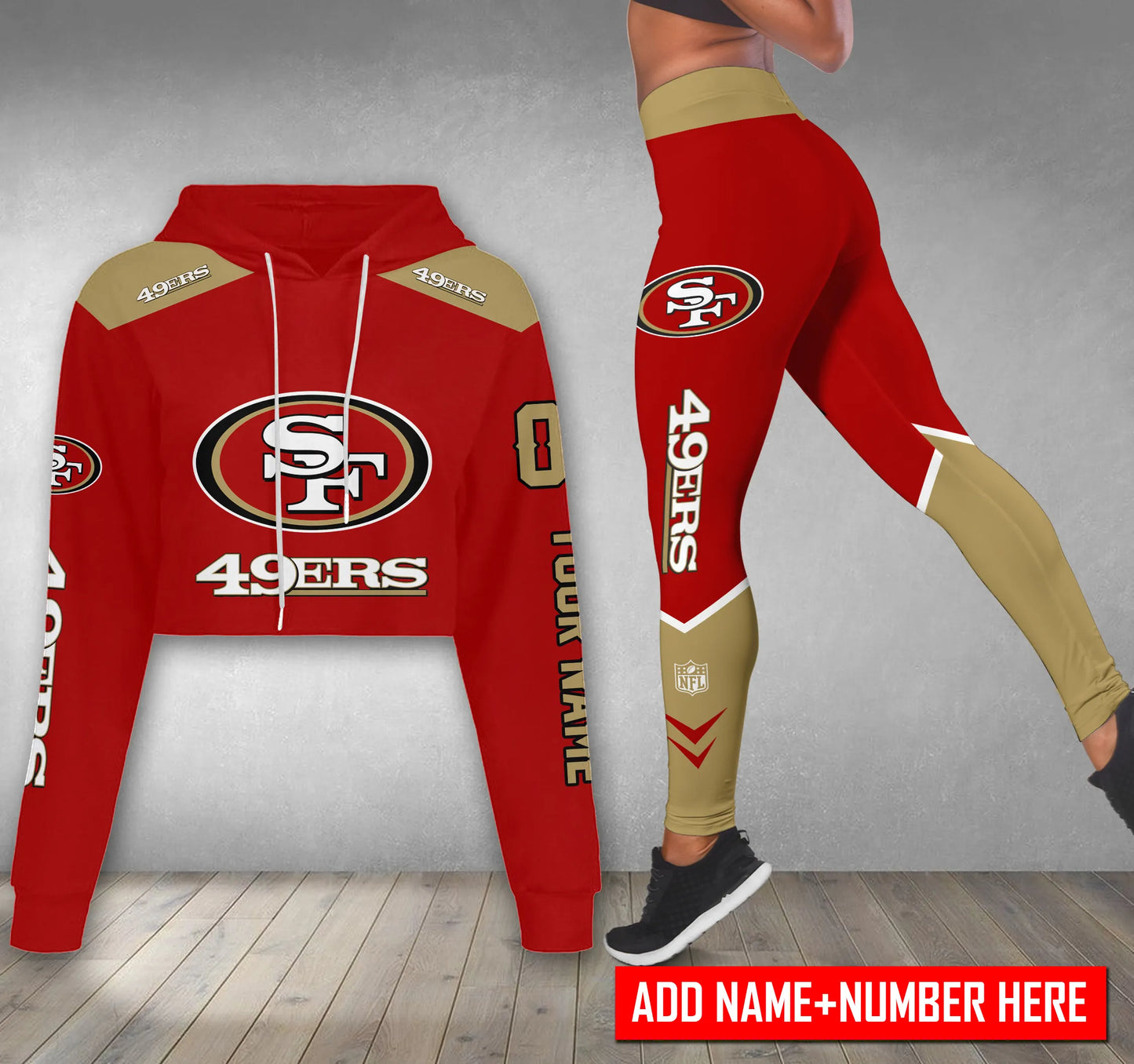 San Francisco 49ers Personalized Combo Croptop Hoodie And Leggings AZCLG076+AZC2CHD076