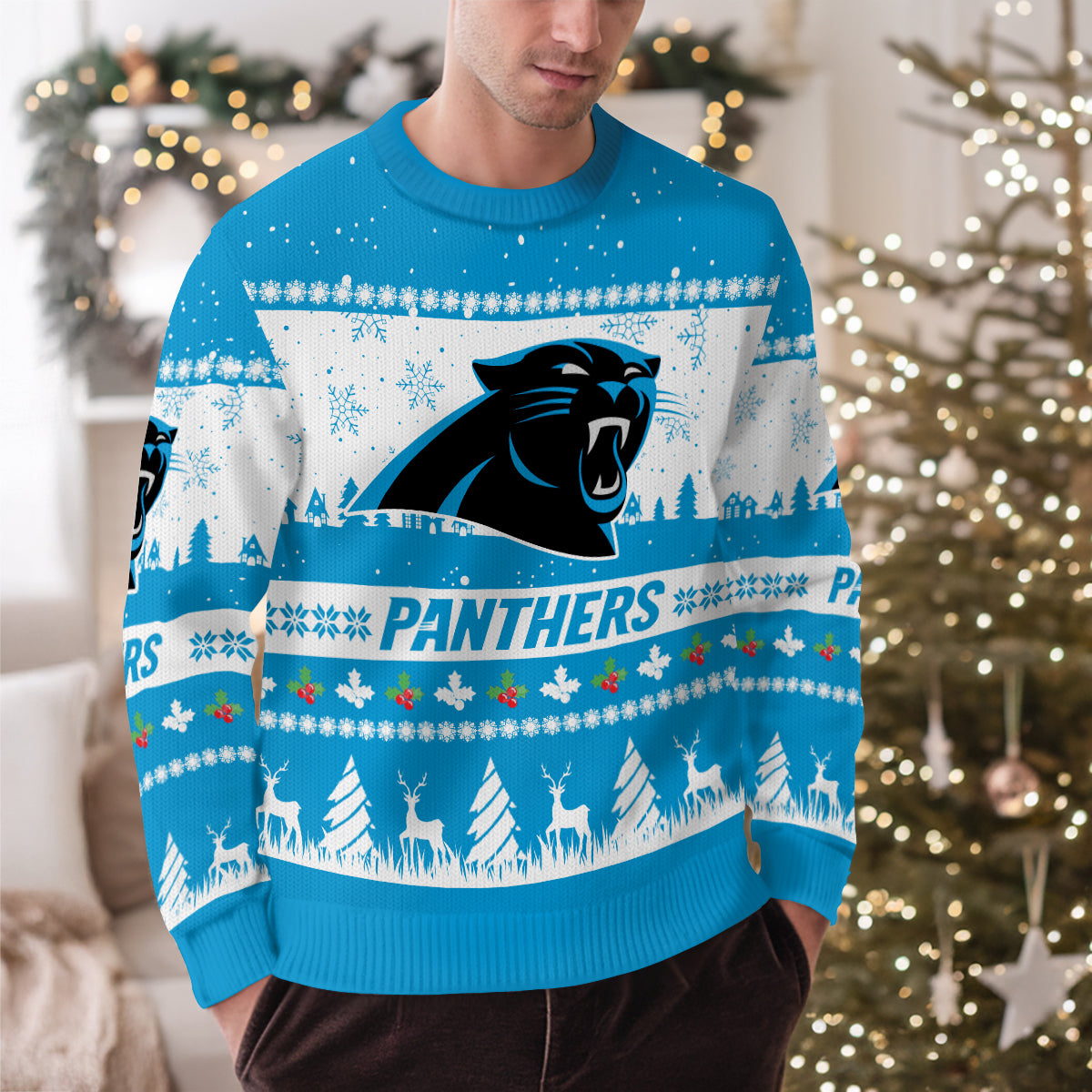 Carolina Panthers Premium Ugly Christmas Sweater Seasonal Edition AZDTUSW000131