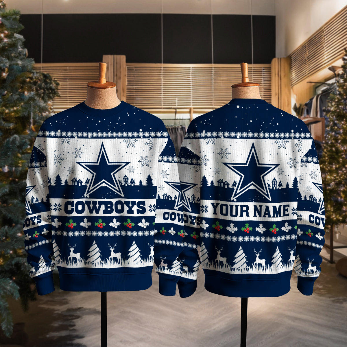 Dallas Cowboys Premium Ugly Christmas Sweater Seasonal Edition AZDTUSW000133