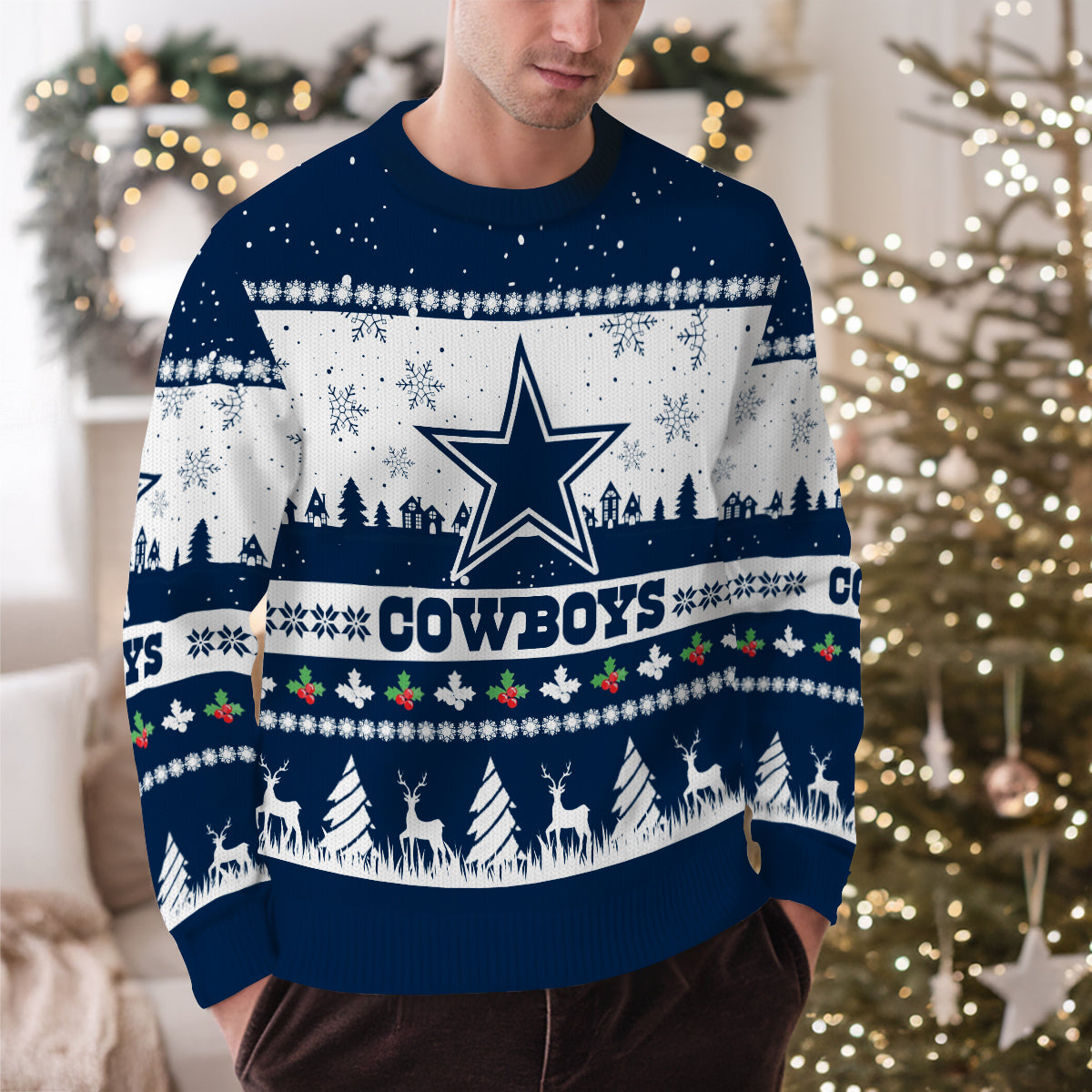 Dallas Cowboys Premium Ugly Christmas Sweater Seasonal Edition AZDTUSW000133
