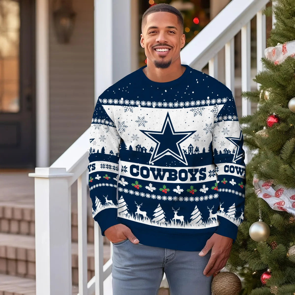 Dallas Cowboys Premium Ugly Christmas Sweater Seasonal Edition AZDTUSW000133