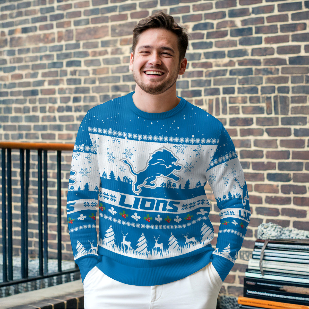 Detroit Lions Premium Ugly Christmas Sweater Seasonal Edition AZDTUSW000134