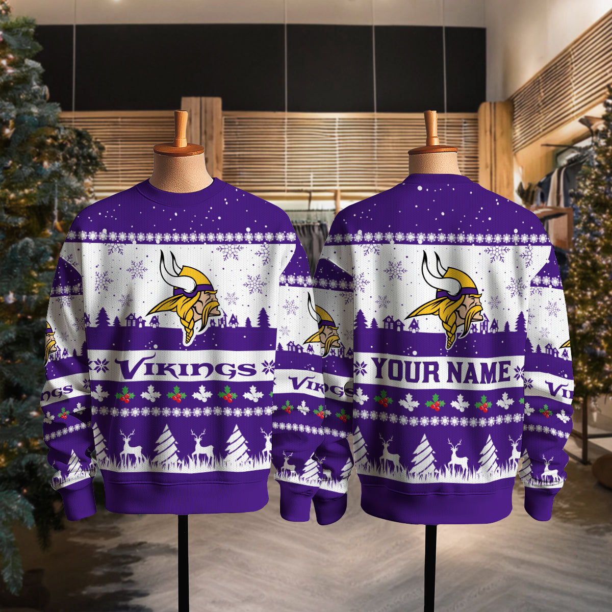 Minnesota Vikings Premium Ugly Christmas Sweater Seasonal Edition AZDTUSW000137