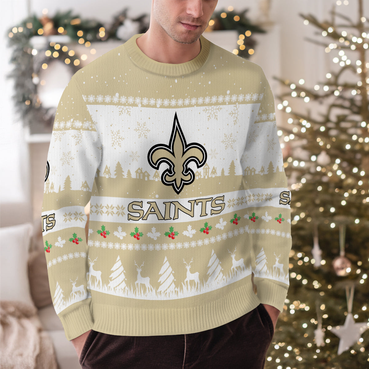 New Orleans Saints Premium Ugly Christmas Sweater Seasonal Edition AZDTUSW000138