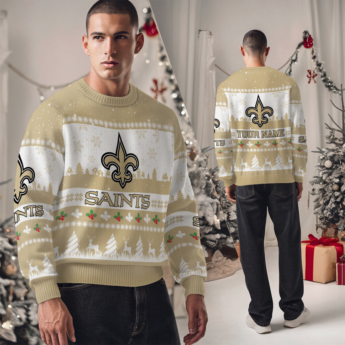 New Orleans Saints Premium Ugly Christmas Sweater Seasonal Edition AZDTUSW000138