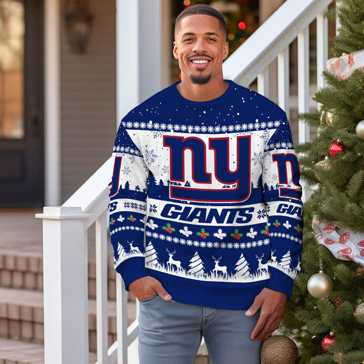 New York Giants Premium Ugly Christmas Sweater Seasonal Edition AZDTUSW000139
