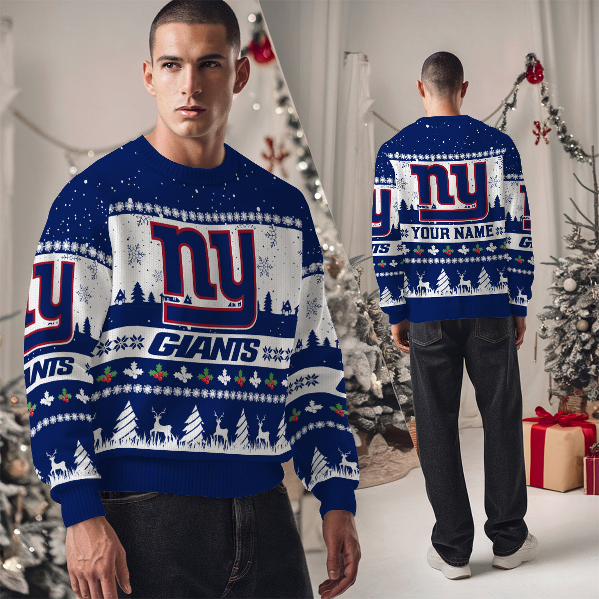 New York Giants Premium Ugly Christmas Sweater Seasonal Edition AZDTUSW000139