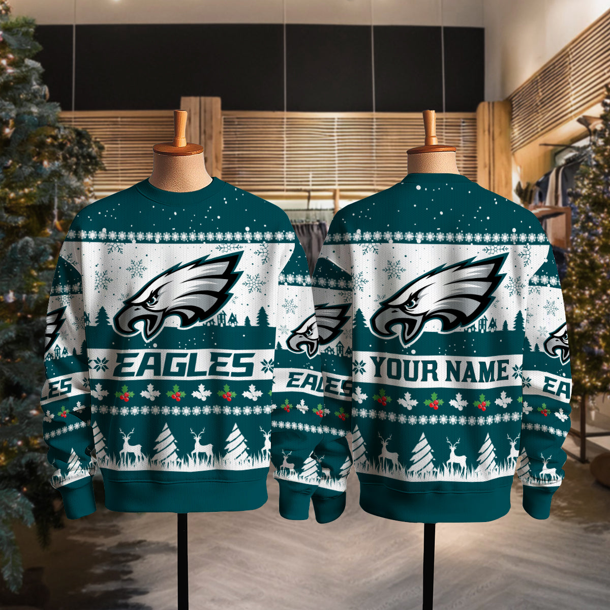 Philadelphia Eagles Premium Ugly Christmas Sweater Seasonal Edition AZDTUSW000140