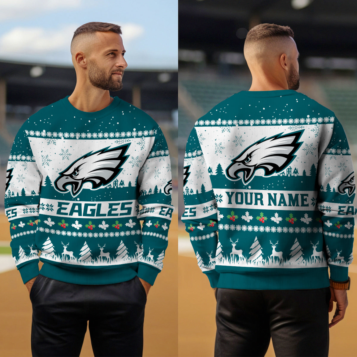 Philadelphia Eagles Premium Ugly Christmas Sweater Seasonal Edition AZDTUSW000140