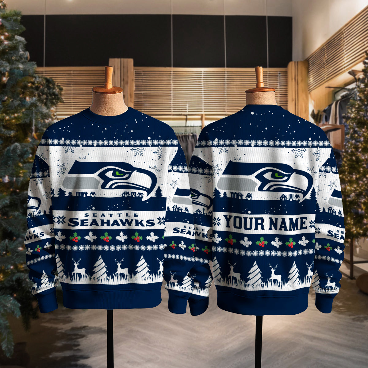Seattle Seahawks Premium Ugly Christmas Sweater Seasonal Edition AZDTUSW000142
