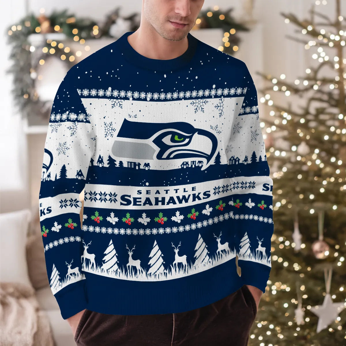 Seattle Seahawks Premium Ugly Christmas Sweater Seasonal Edition AZDTUSW000142