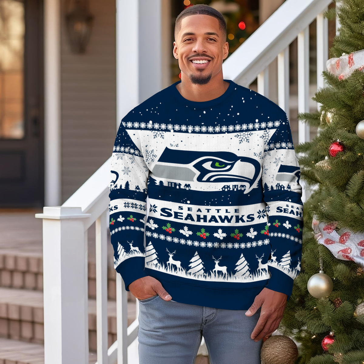 Seattle Seahawks Premium Ugly Christmas Sweater Seasonal Edition AZDTUSW000142