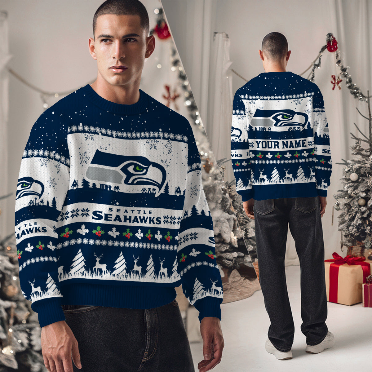 Seattle Seahawks Premium Ugly Christmas Sweater Seasonal Edition AZDTUSW000142