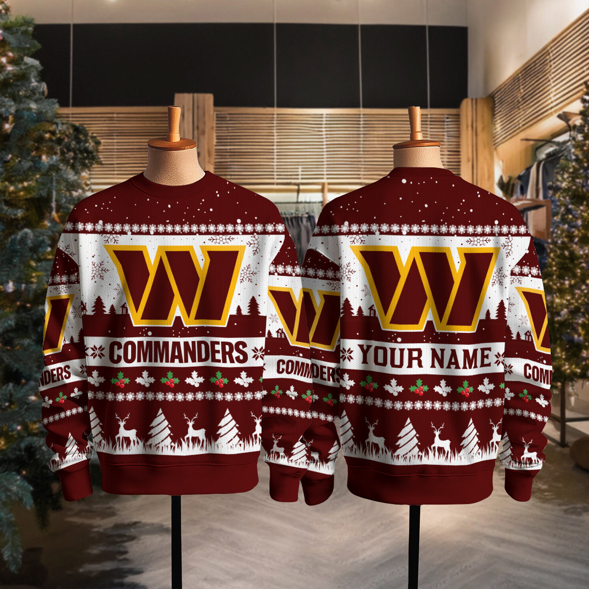 Washington Commanders Premium Ugly Christmas Sweater Seasonal Edition AZDTUSW000144