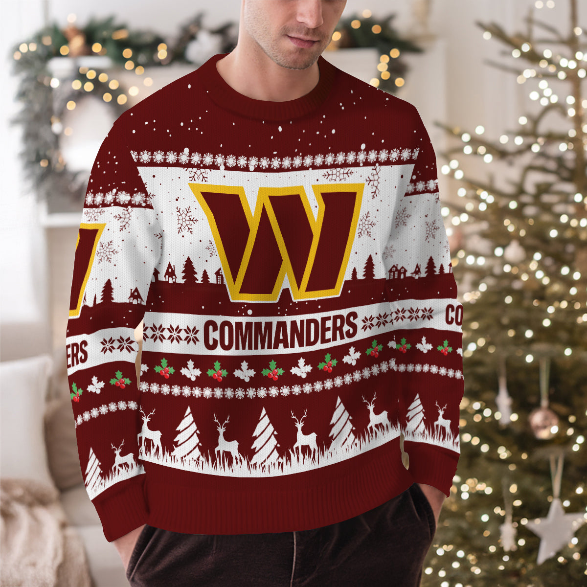 Washington Commanders Premium Ugly Christmas Sweater Seasonal Edition AZDTUSW000144