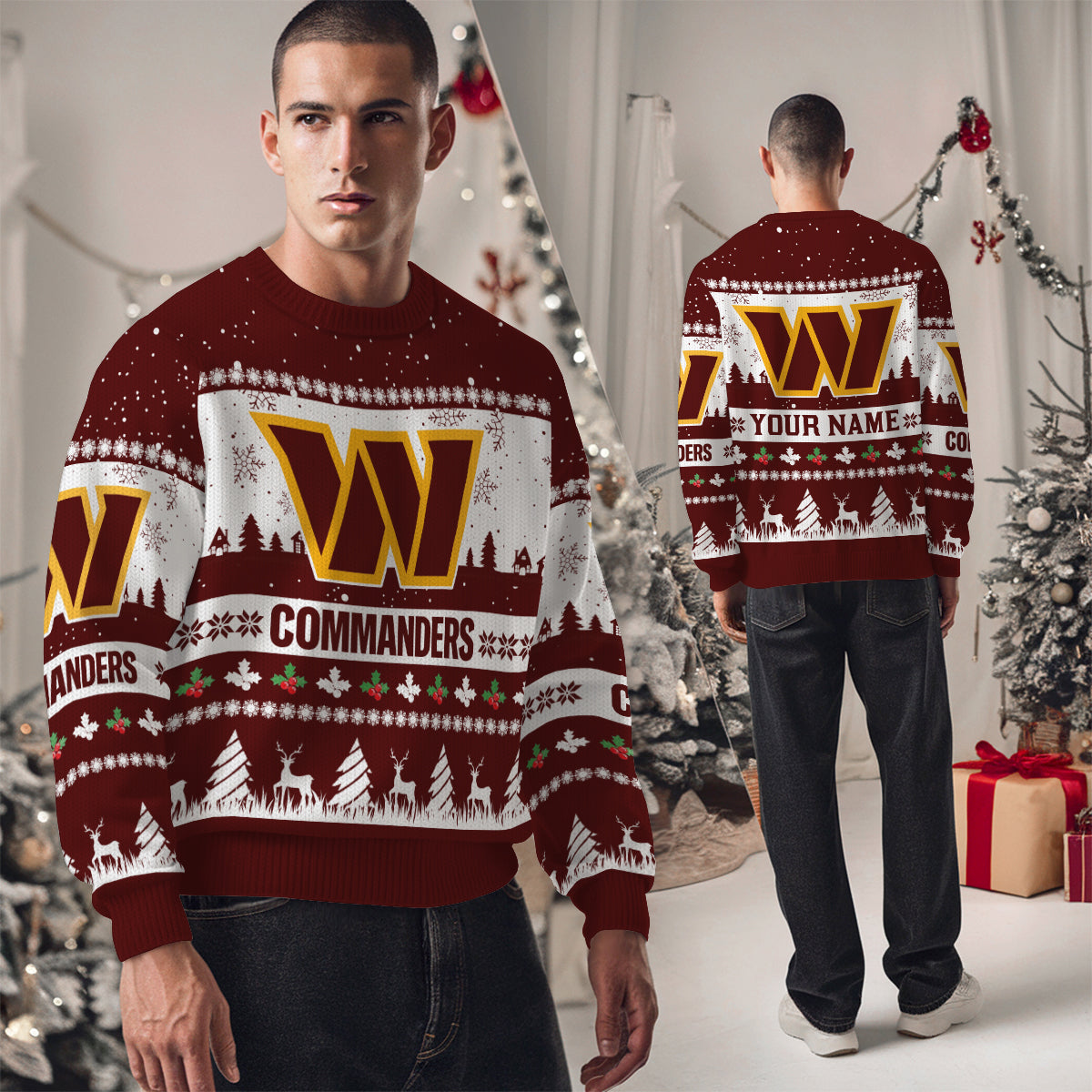 Washington Commanders Premium Ugly Christmas Sweater Seasonal Edition AZDTUSW000144