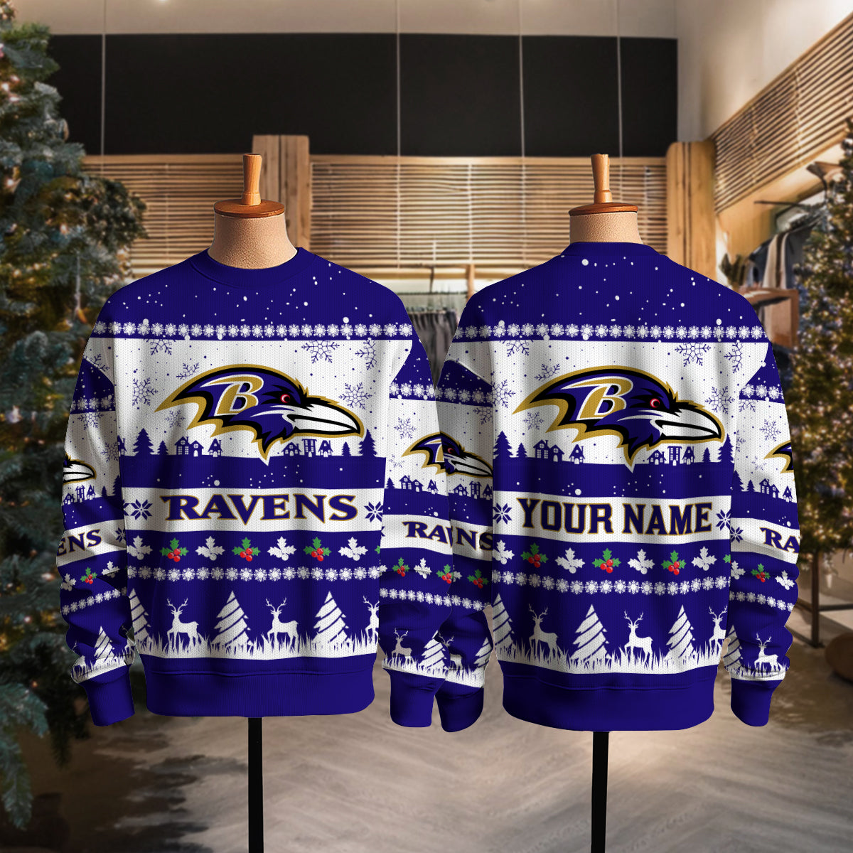 Baltimore Ravens Premium Ugly Christmas Sweater Seasonal Edition AZDTUSW000145