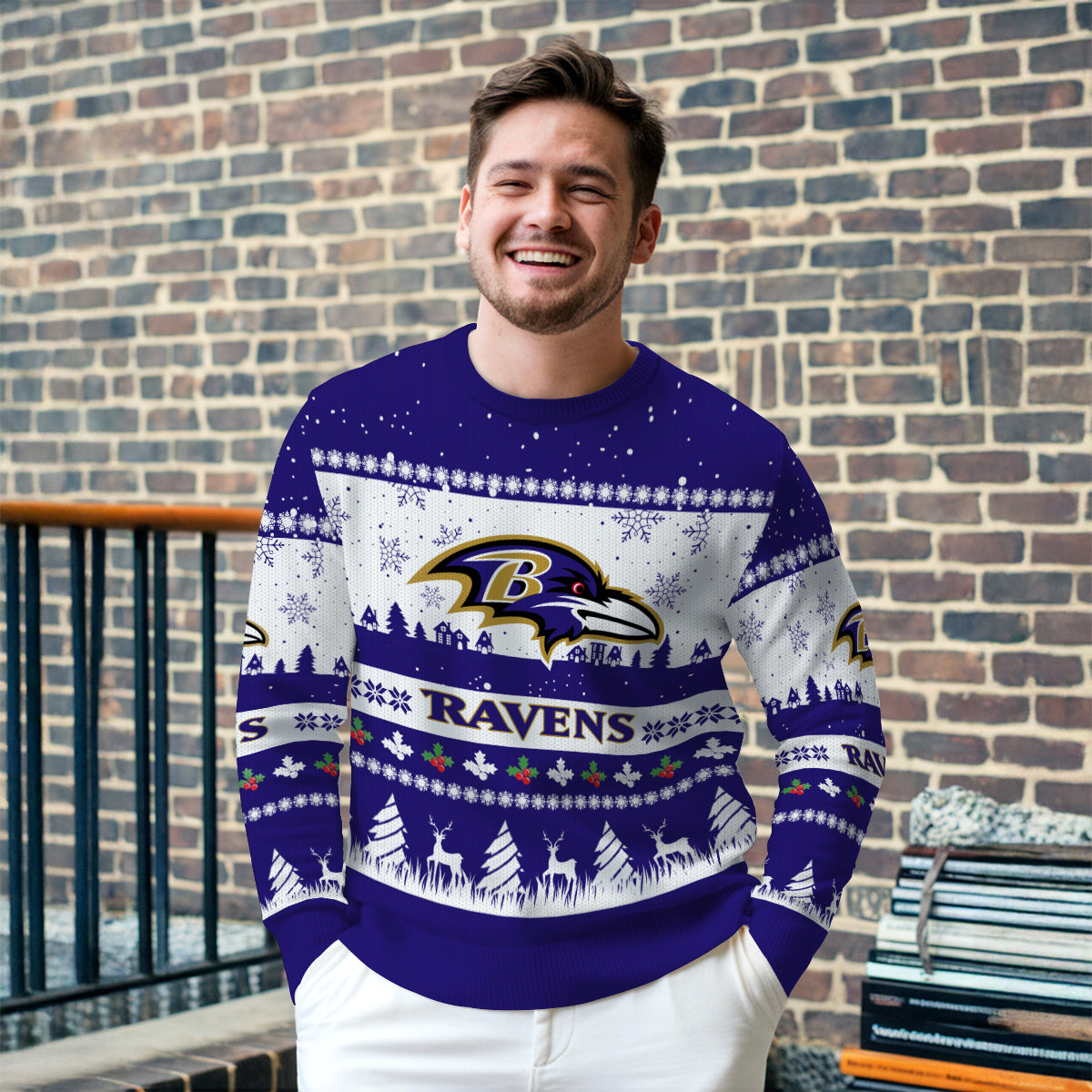 Baltimore Ravens Premium Ugly Christmas Sweater Seasonal Edition AZDTUSW000145