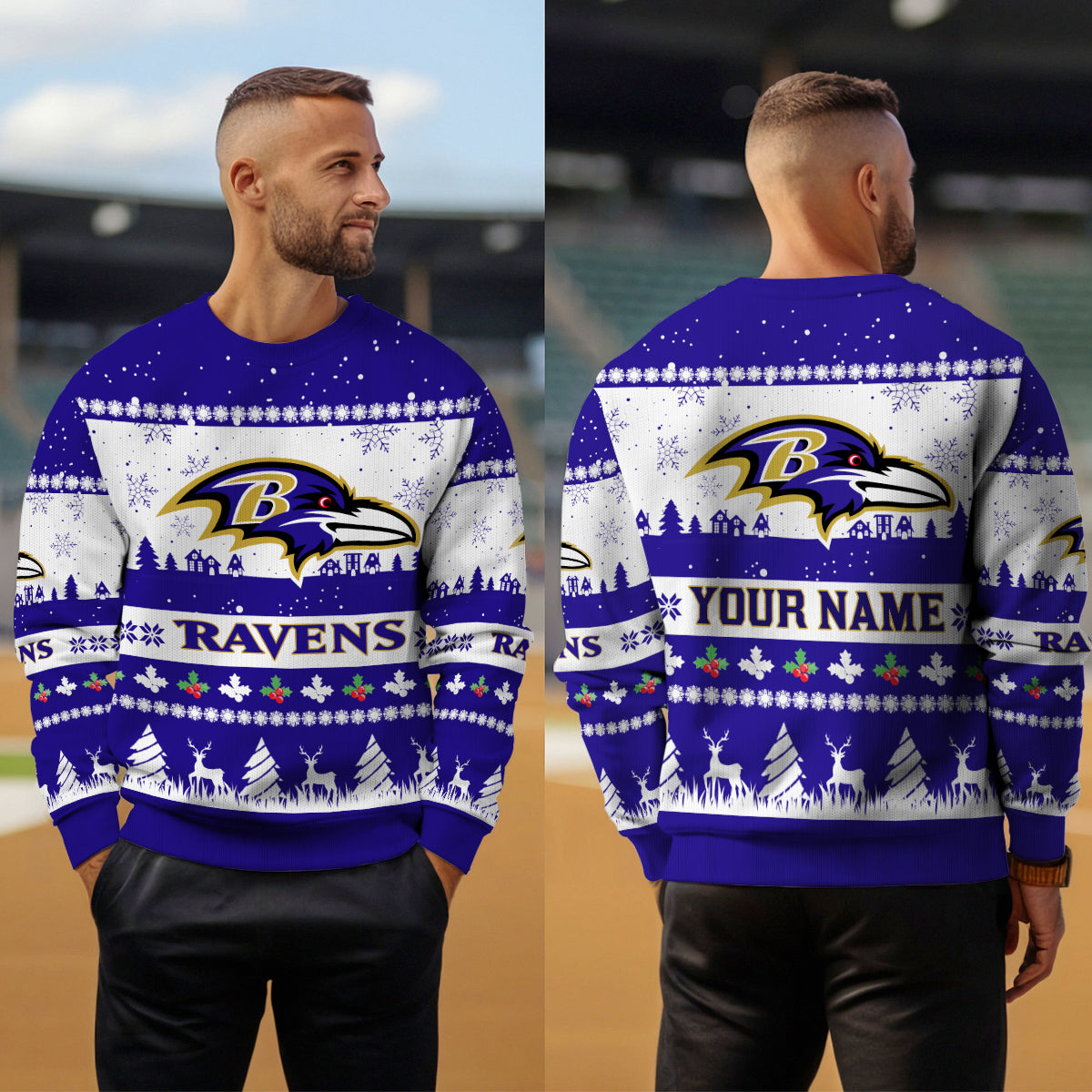 Baltimore Ravens Premium Ugly Christmas Sweater Seasonal Edition AZDTUSW000145