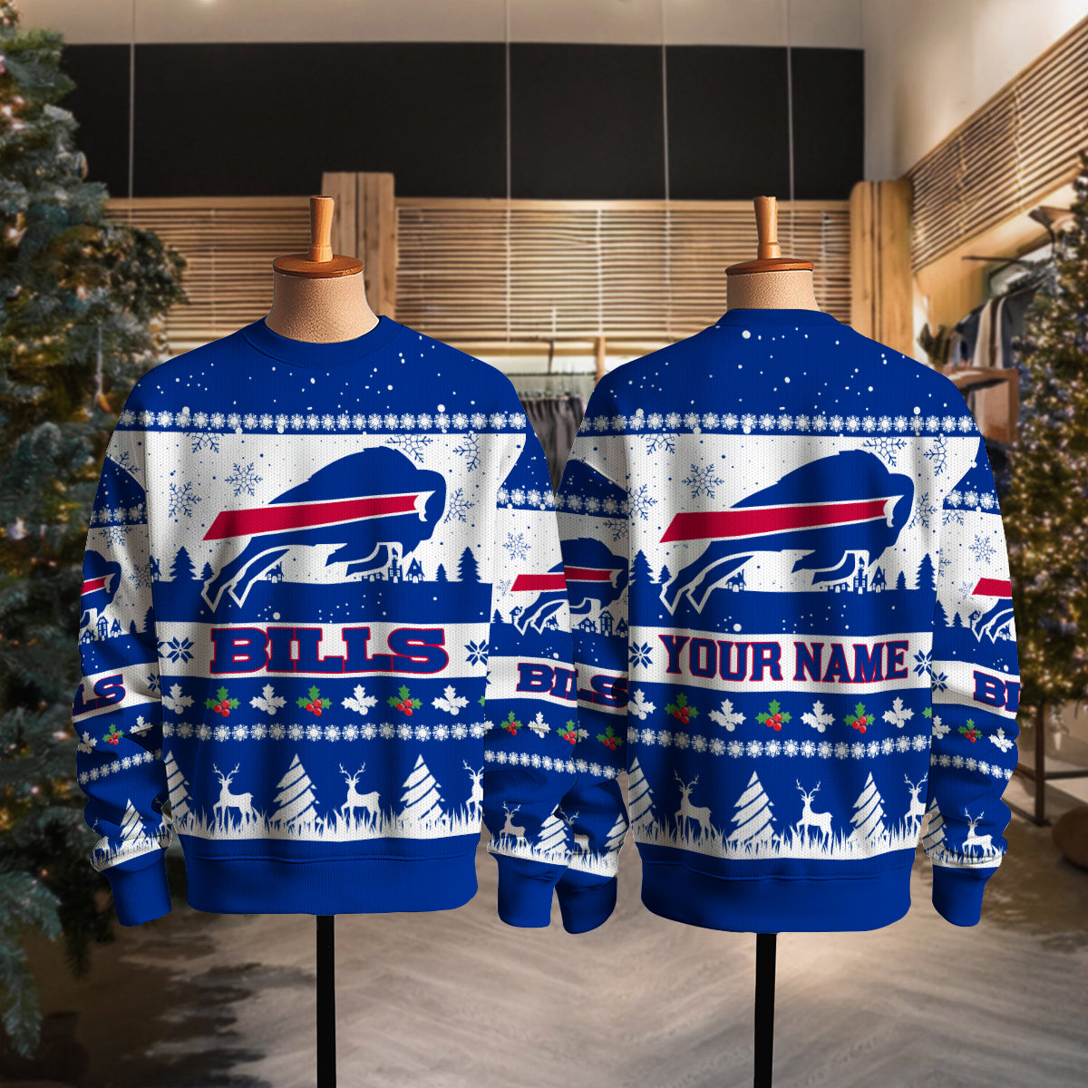 Buffalo Bills Premium Ugly Christmas Sweater Seasonal Edition AZDTUSW000146