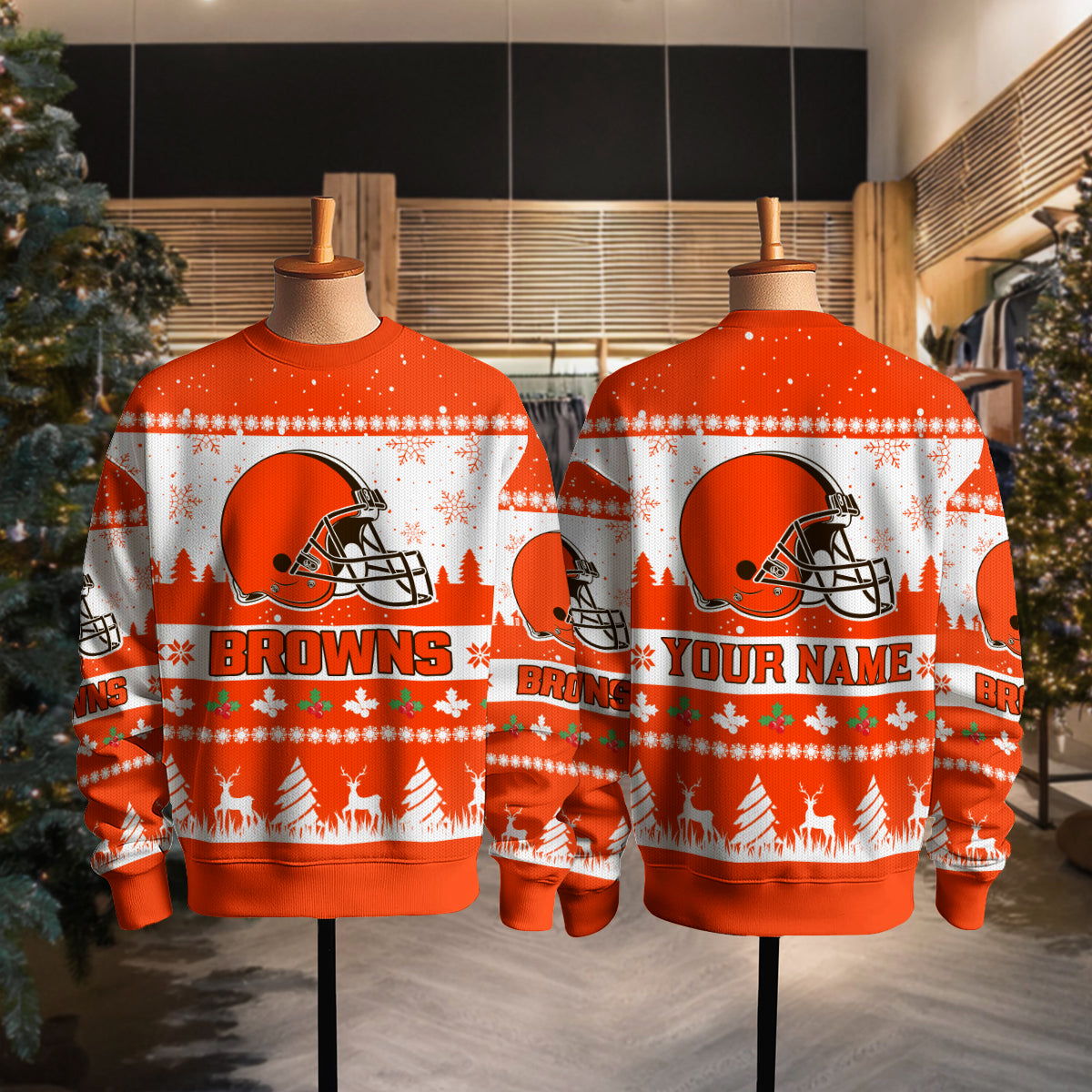 Cleveland Browns Premium Ugly Christmas Sweater Seasonal Edition AZDTUSW000148