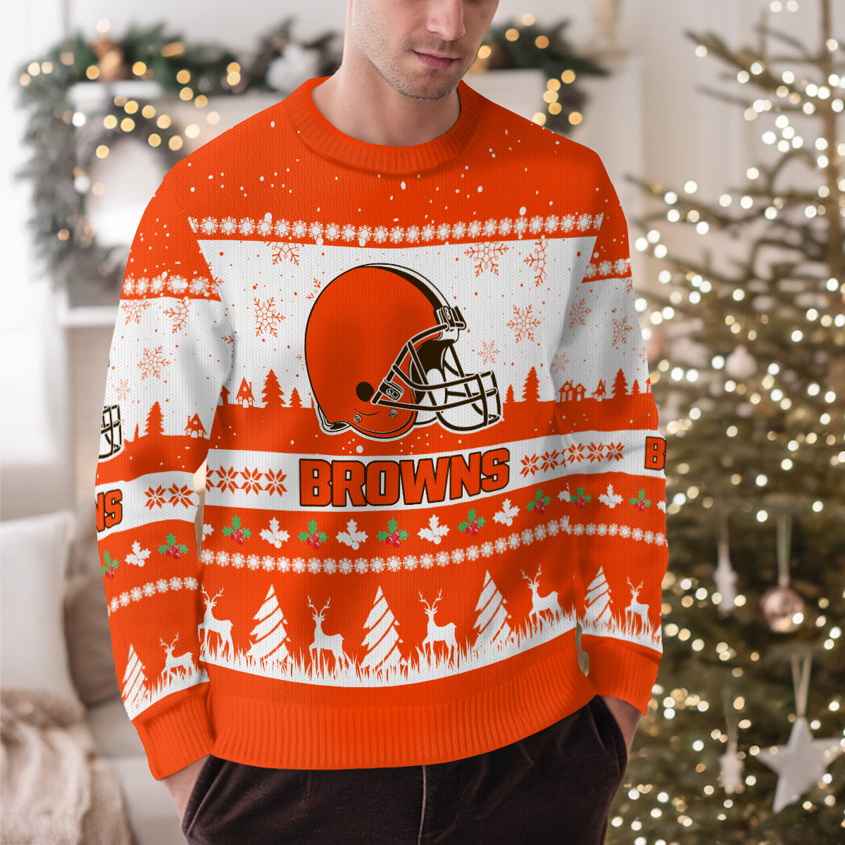 Cleveland Browns Premium Ugly Christmas Sweater Seasonal Edition AZDTUSW000148