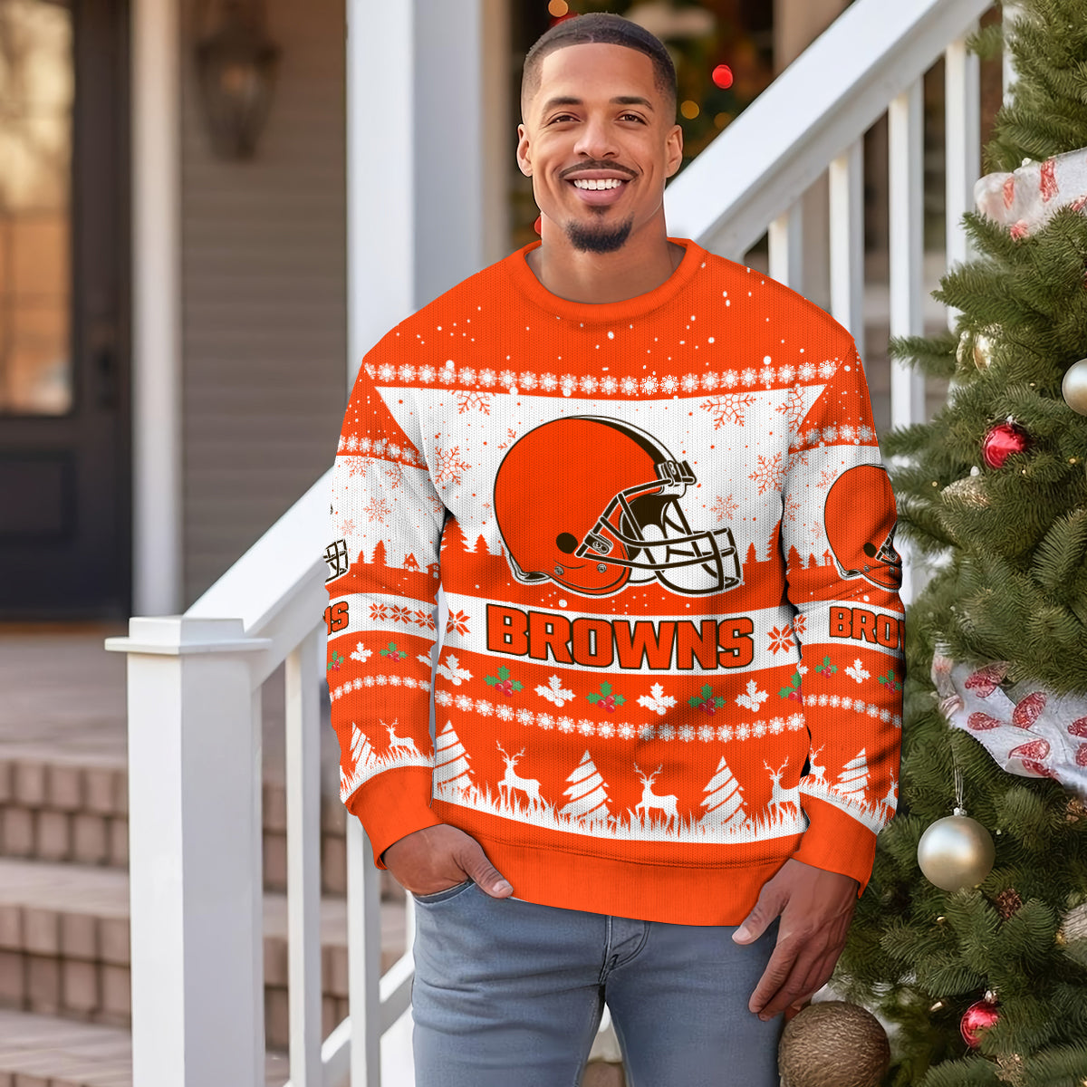 Cleveland Browns Premium Ugly Christmas Sweater Seasonal Edition AZDTUSW000148
