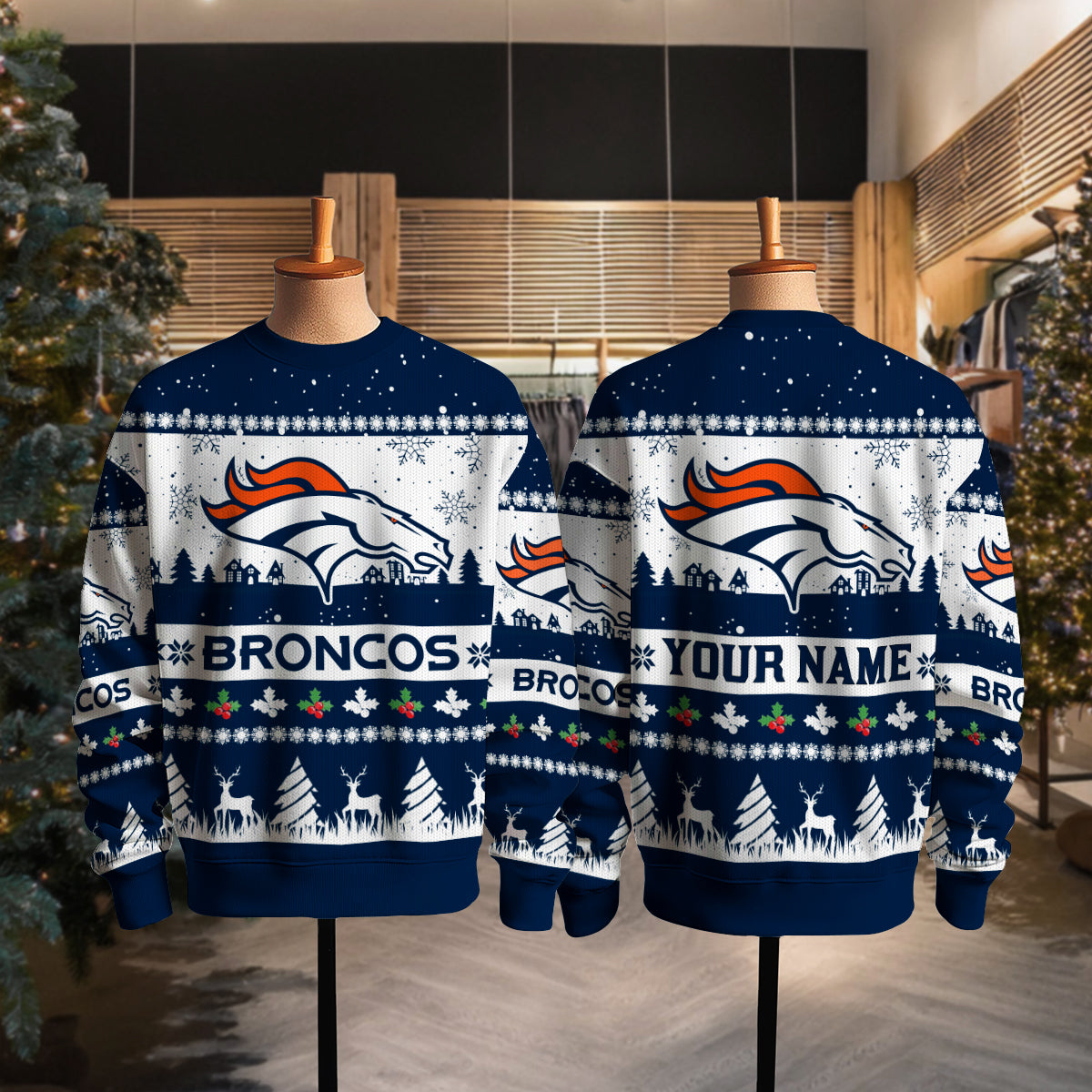 Denver Broncos Premium Ugly Christmas Sweater Seasonal Edition AZDTUSW000149