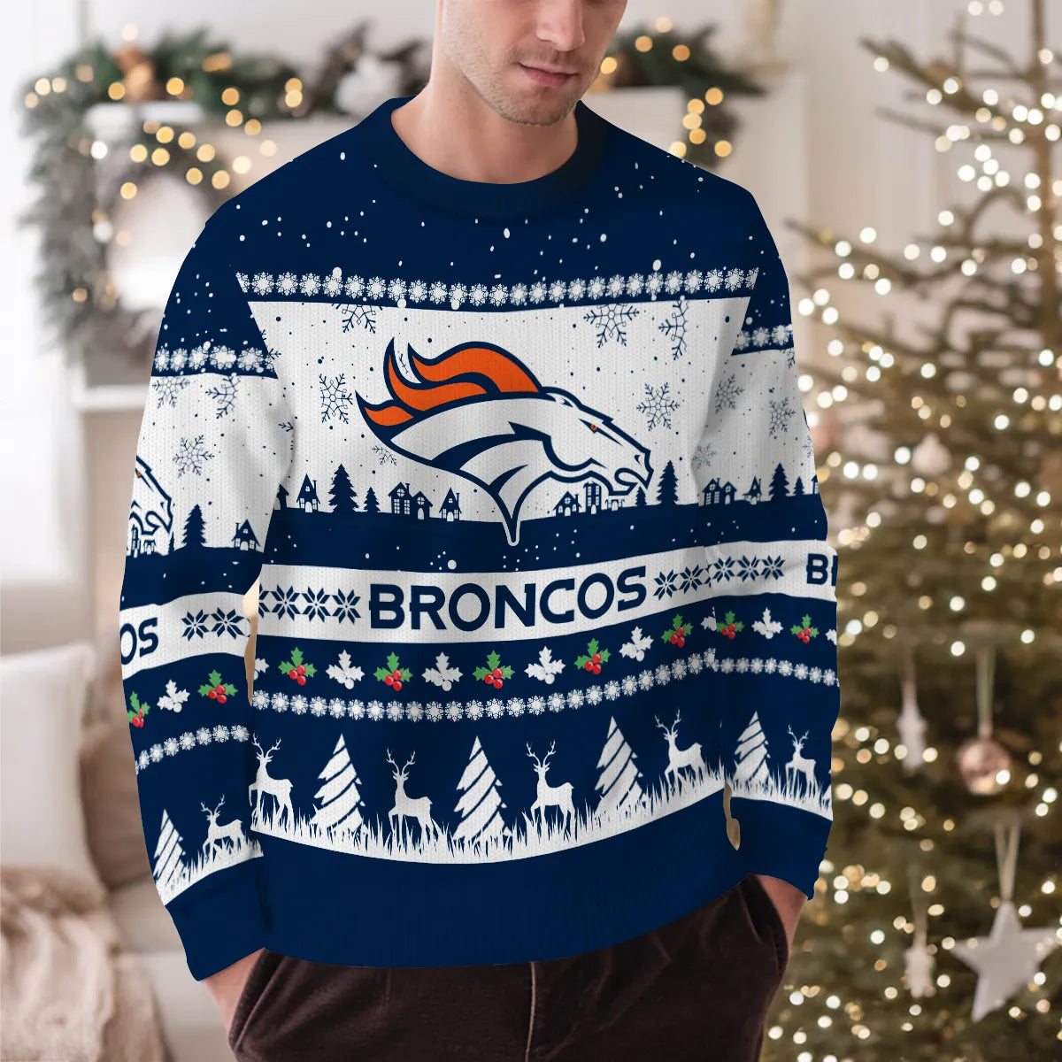 Denver Broncos Premium Ugly Christmas Sweater Seasonal Edition AZDTUSW000149