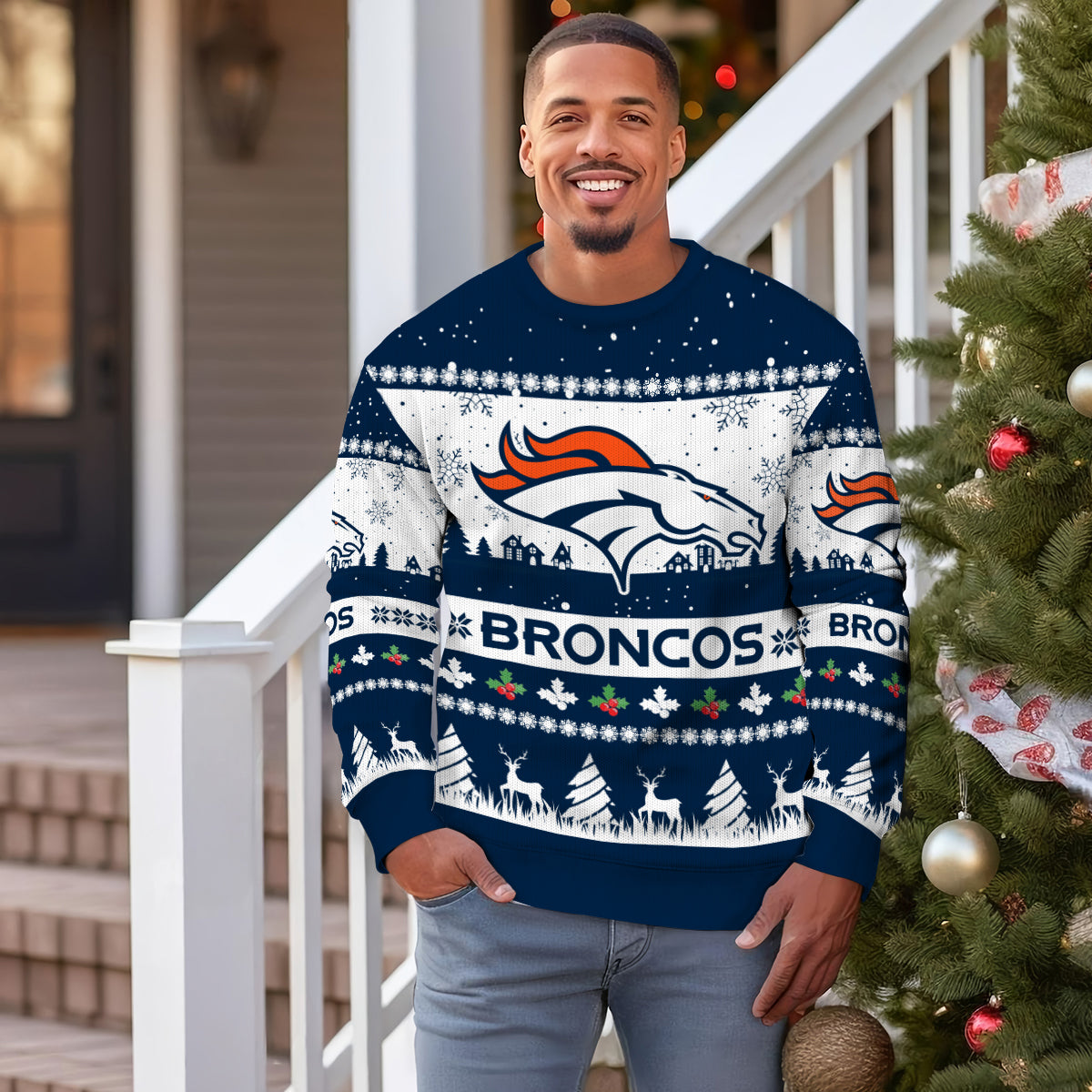 Denver Broncos Premium Ugly Christmas Sweater Seasonal Edition AZDTUSW000149