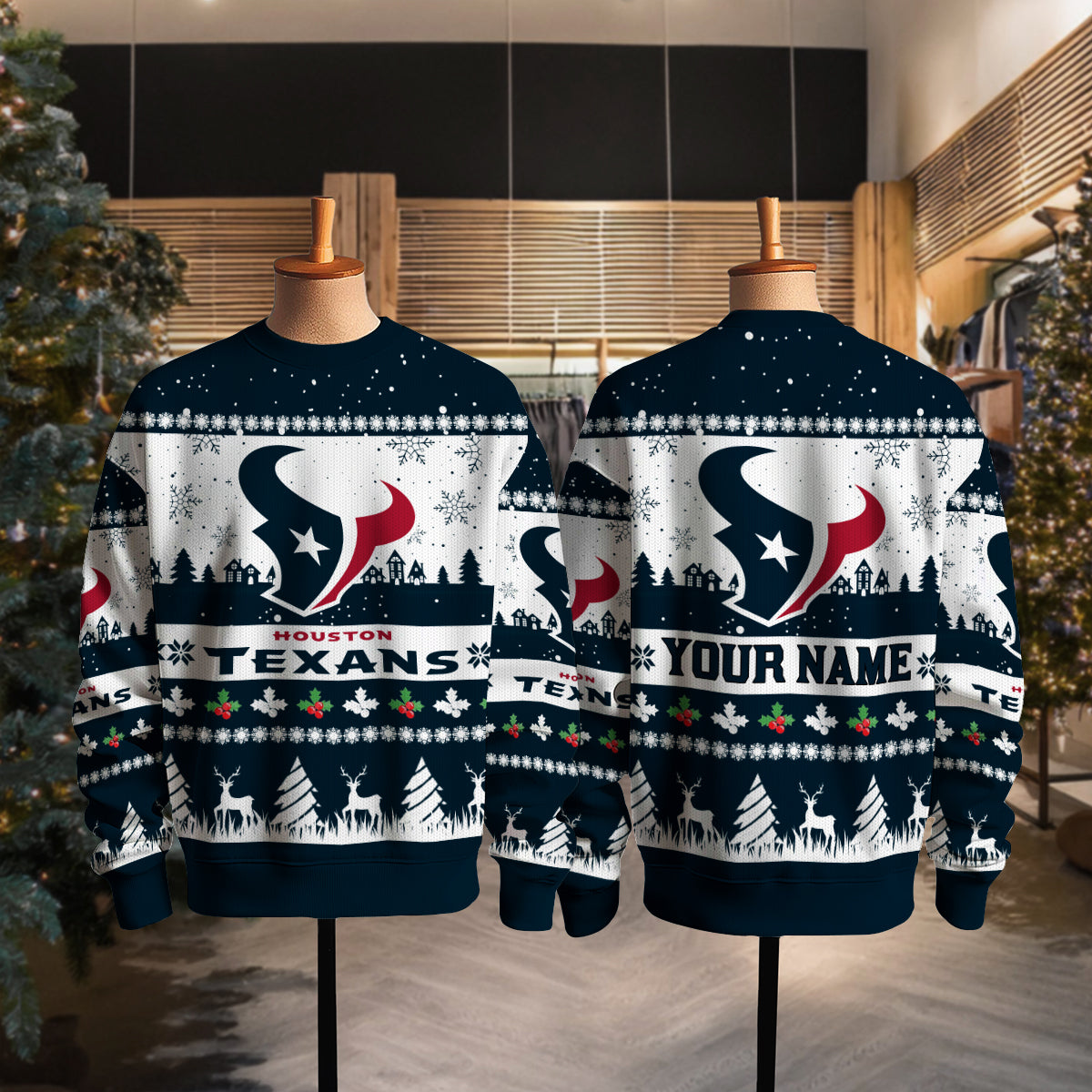 Houston Texans Premium Ugly Christmas Sweater Seasonal Edition AZDTUSW000150