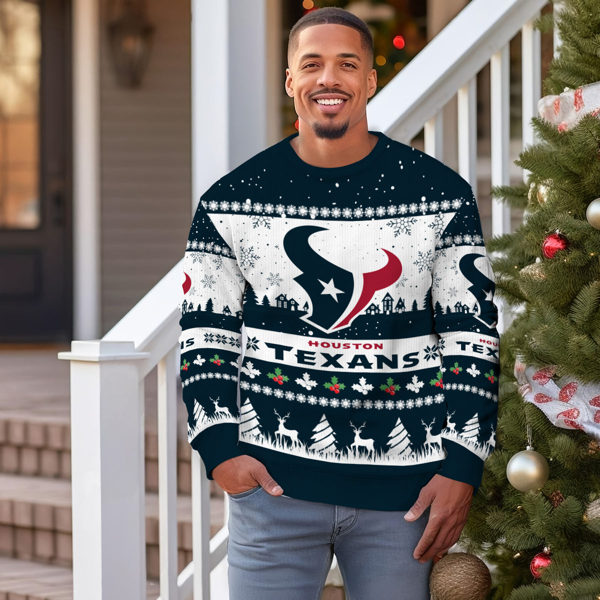 Houston Texans Premium Ugly Christmas Sweater Seasonal Edition AZDTUSW000150