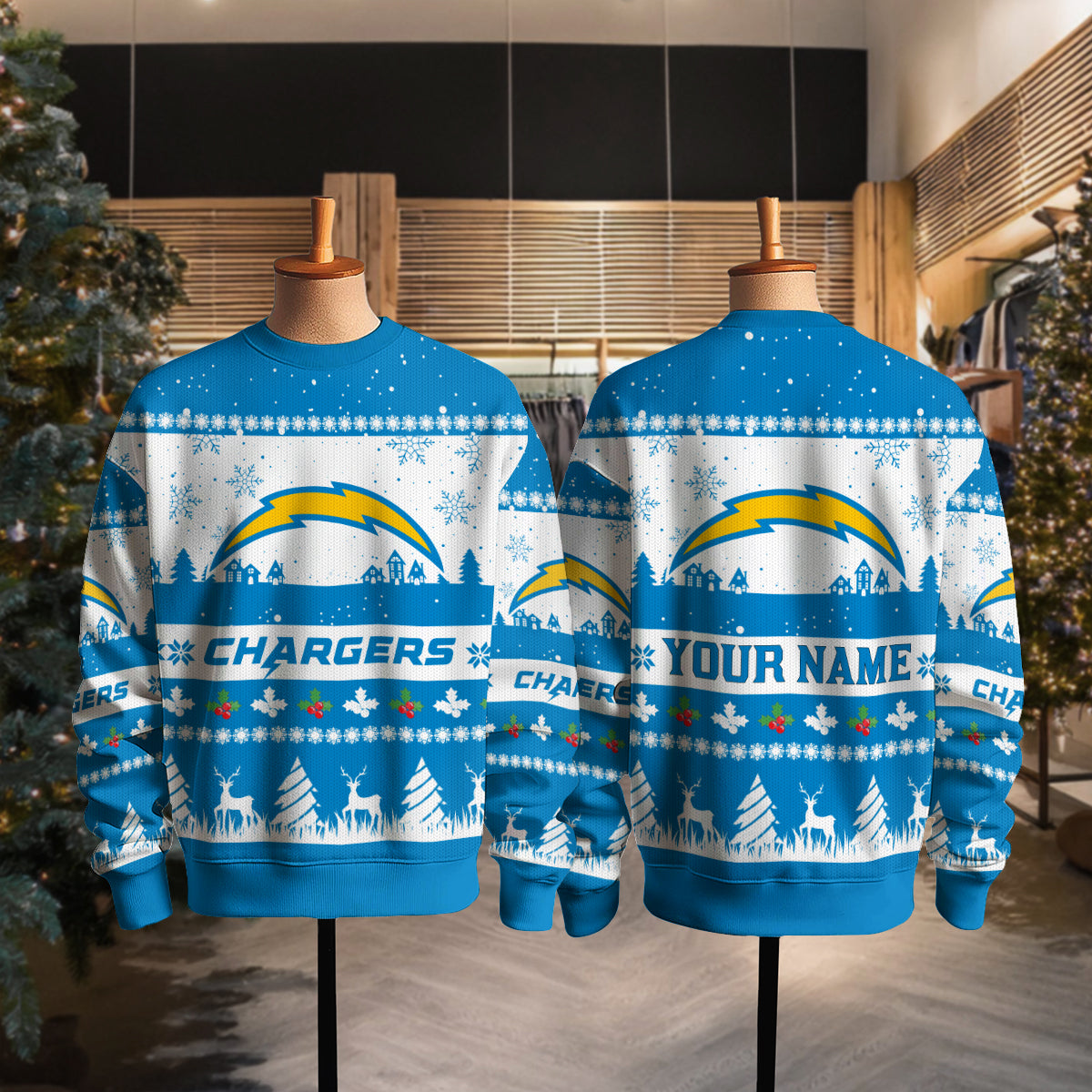 Los Angeles Chargers Premium Ugly Christmas Sweater Seasonal Edition AZDTUSW000155